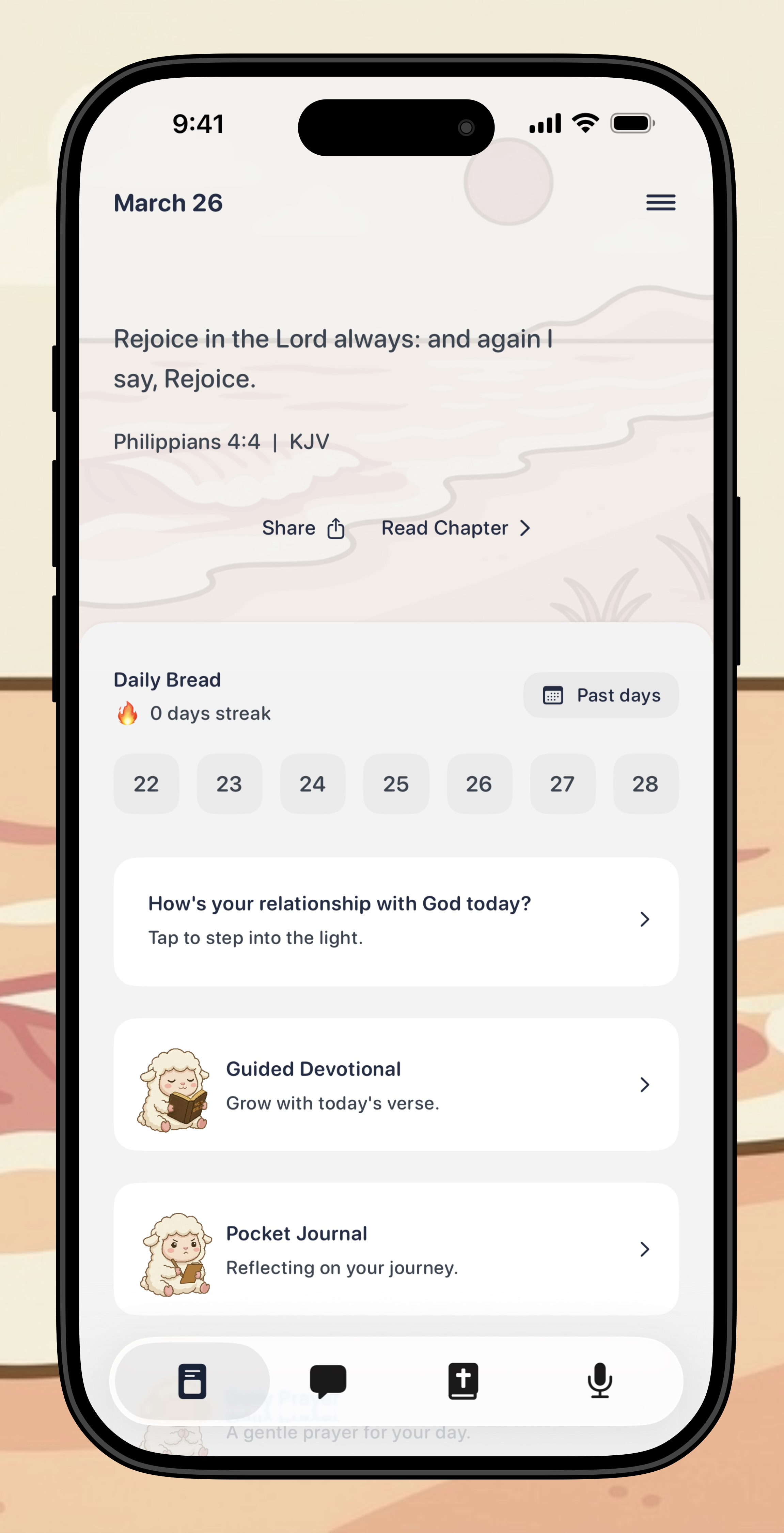 Faith Mode app home screen preview